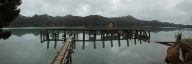 New Zealand 2014_8059 Abandoned wharf on Whanganui Inlet panorama