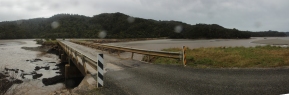 New Zealand 2014_8087 Low tide at Wairoa River bridge over Whanganui Inlet panorama